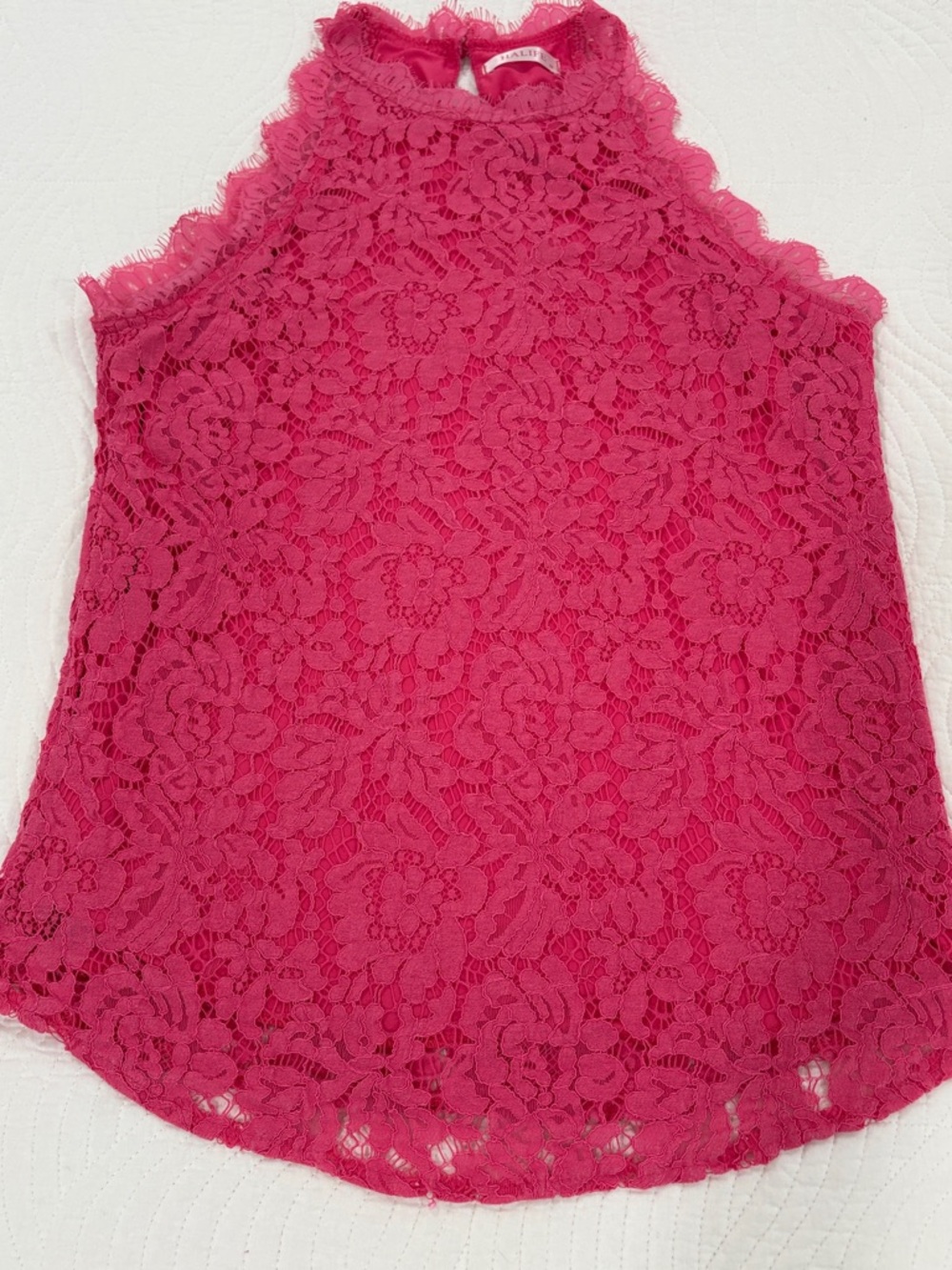 Floral Lace Halter Camisole - Hot Pink - Picture 4 of 8